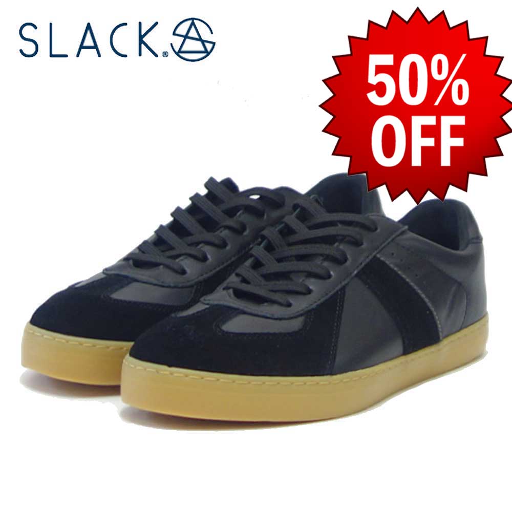 【SALE 50%OFF】 スラック SLACK SL 2165 009(メンズ)VOLF(ヴォルフ) カラー:ブラック/ガム 天然皮革 ローカットスニーカー バルカナイズ製法 「靴」