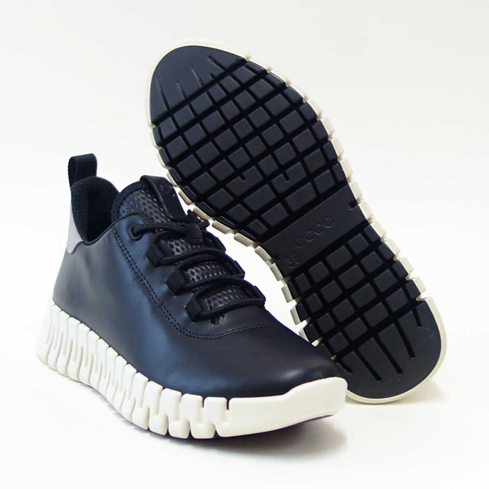 エコーECCOGRUUVFLEXIBLESOLEWOMEN'SSNEAKERSブラック21820360719(レディース)快適な履き心地のレザースニーカーレースアップウォーキングシューズ旅行「靴」
