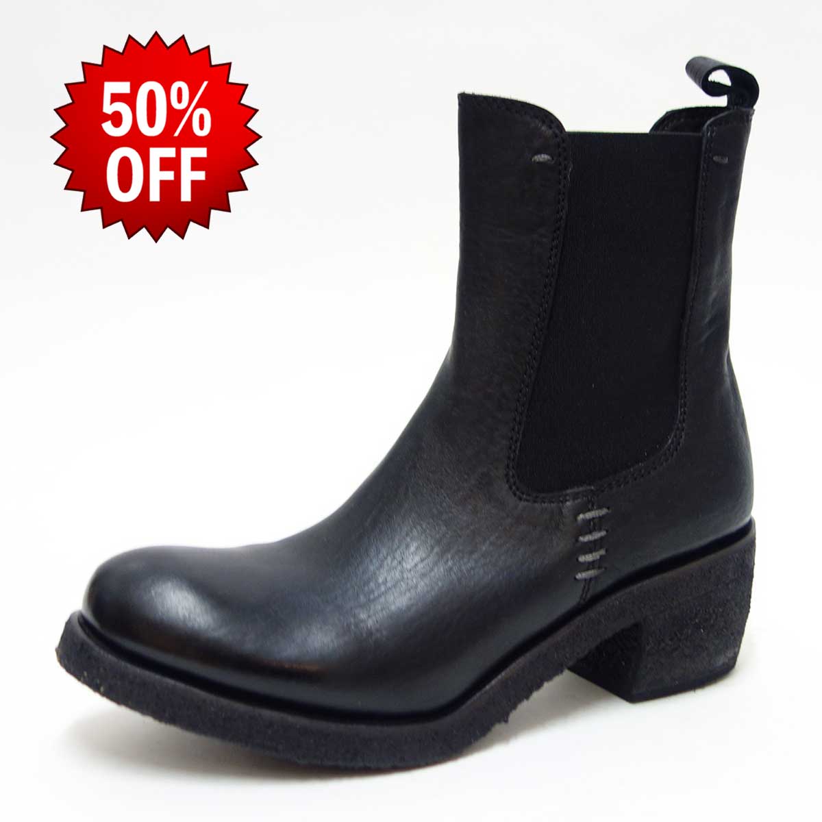 【SALE 50%OFF】 イタリア製サイドゴアブーツ Punto Pigro プントピグロ TEXAS 21 ブラック 「靴」