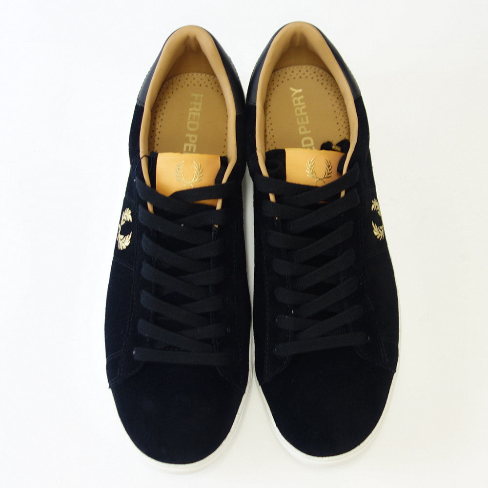 【SALE 40%OFF】 FRED PERRY フレッドペリー B2322102(ユニセックス)SPENCER SUEDE (スペンサー スエード) カラー:BLACK/METALLIC GOLD 天然皮革 ローカット スニーカー 「靴」