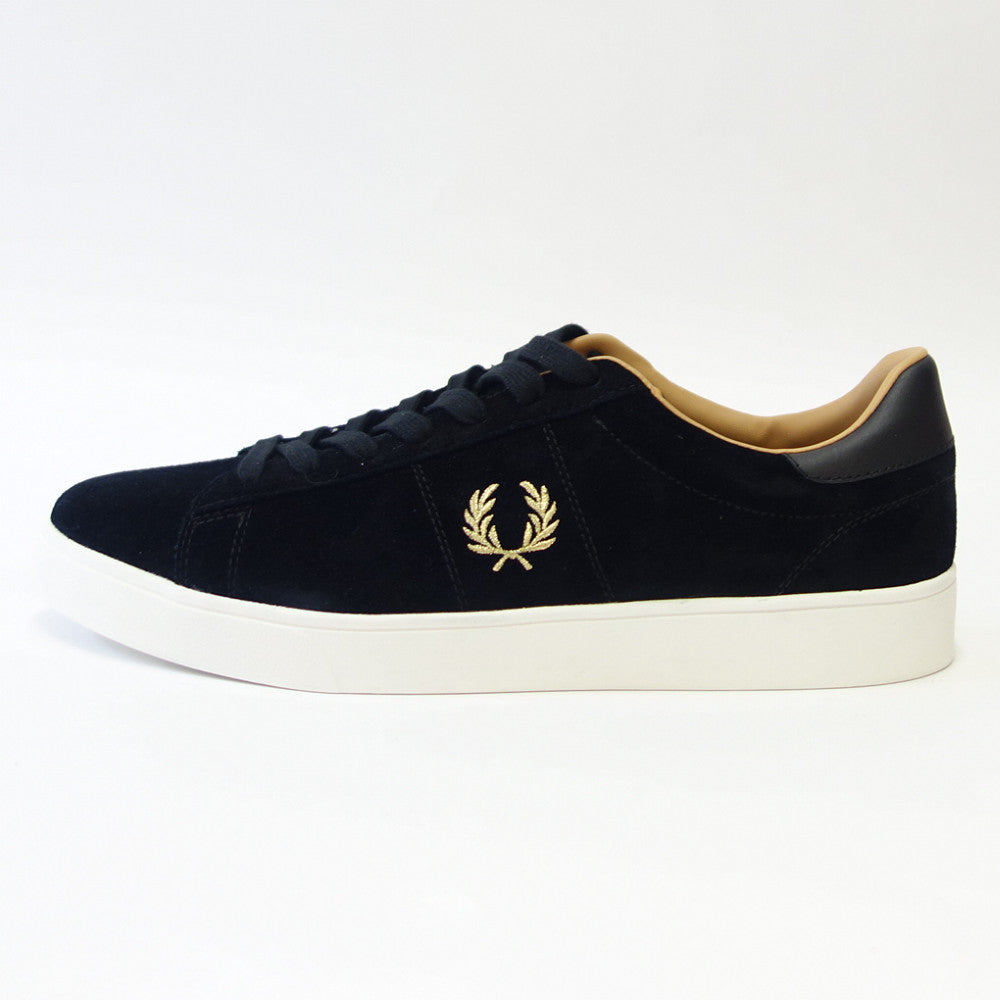 【SALE 40%OFF】 FRED PERRY フレッドペリー B2322102(ユニセックス)SPENCER SUEDE (スペンサー スエード) カラー:BLACK/METALLIC GOLD 天然皮革 ローカット スニーカー 「靴」