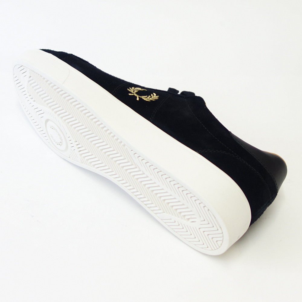 【SALE 40%OFF】 FRED PERRY フレッドペリー B2322102(ユニセックス)SPENCER SUEDE (スペンサー スエード) カラー:BLACK/METALLIC GOLD 天然皮革 ローカット スニーカー 「靴」