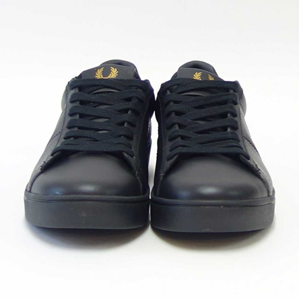 【SALE 30%OFF】 FRED PERRY フレッドペリー B 2333 102(ユニセックス)SPENCER LEATHER (スペンサー レザー) カラー:Black / Metallic Gold 天然皮革のローカットスニーカー 「靴」