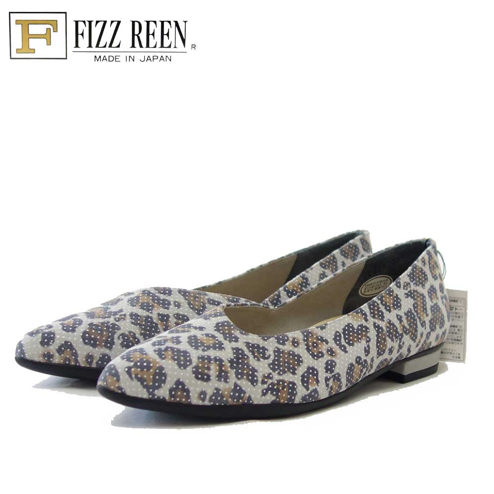 【SALE 50%OFF】 フィズリーン FIZZ REEN 2470 ホワイト スエードプリント(レディース) 快適 フラットシューズ パンプス(日本製)「靴」