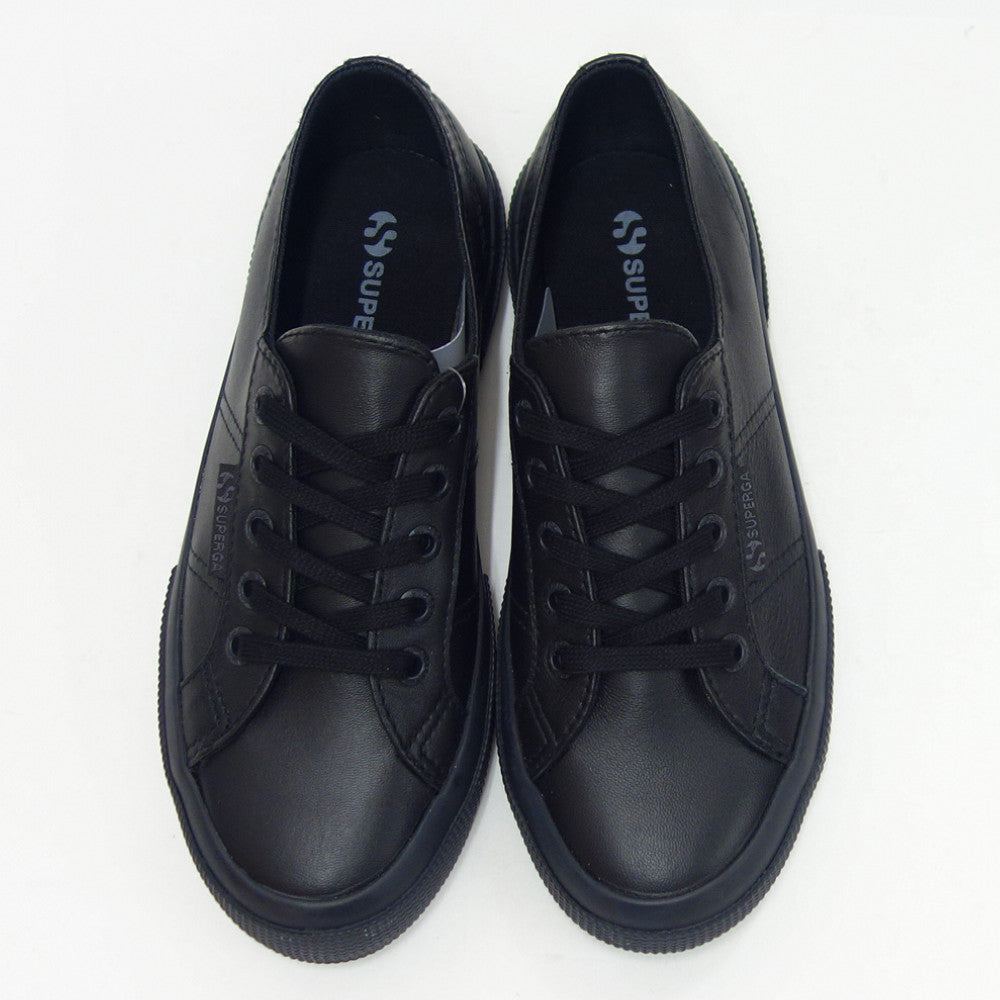 スペルガ SUPERGA 2750 NAPLNGCOTU(ユニセックス)トータルブラック (2a8115bwadm) ナッパレザー 風合いの良い天然皮革スニーカー レディース メンズ 「靴」