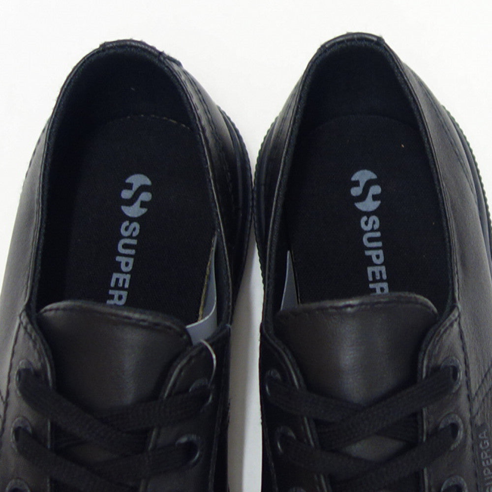 スペルガ SUPERGA 2750 NAPLNGCOTU(ユニセックス)トータルブラック (2a8115bwadm) ナッパレザー 風合いの良い天然皮革スニーカー レディース メンズ 「靴」