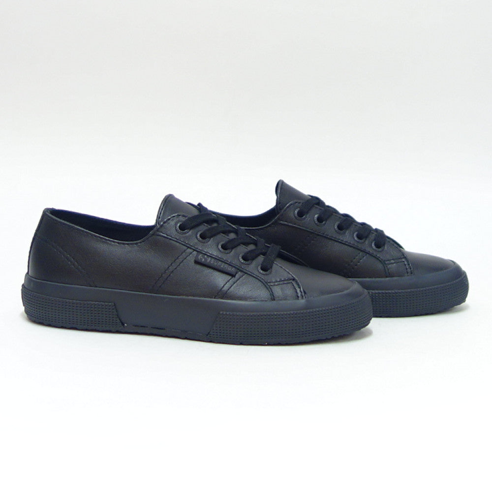 スペルガ SUPERGA 2750 NAPLNGCOTU(ユニセックス)トータルブラック (2a8115bwadm) ナッパレザー 風合いの良い天然皮革スニーカー レディース メンズ 「靴」
