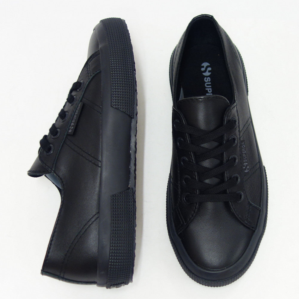 スペルガ SUPERGA 2750 NAPLNGCOTU(ユニセックス)トータルブラック (2a8115bwadm) ナッパレザー 風合いの良い天然皮革スニーカー レディース メンズ 「靴」