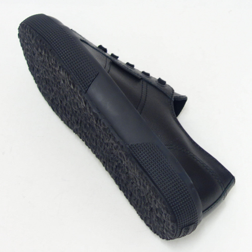 スペルガ SUPERGA 2750 NAPLNGCOTU(ユニセックス)トータルブラック (2a8115bwadm) ナッパレザー 風合いの良い天然皮革スニーカー レディース メンズ 「靴」