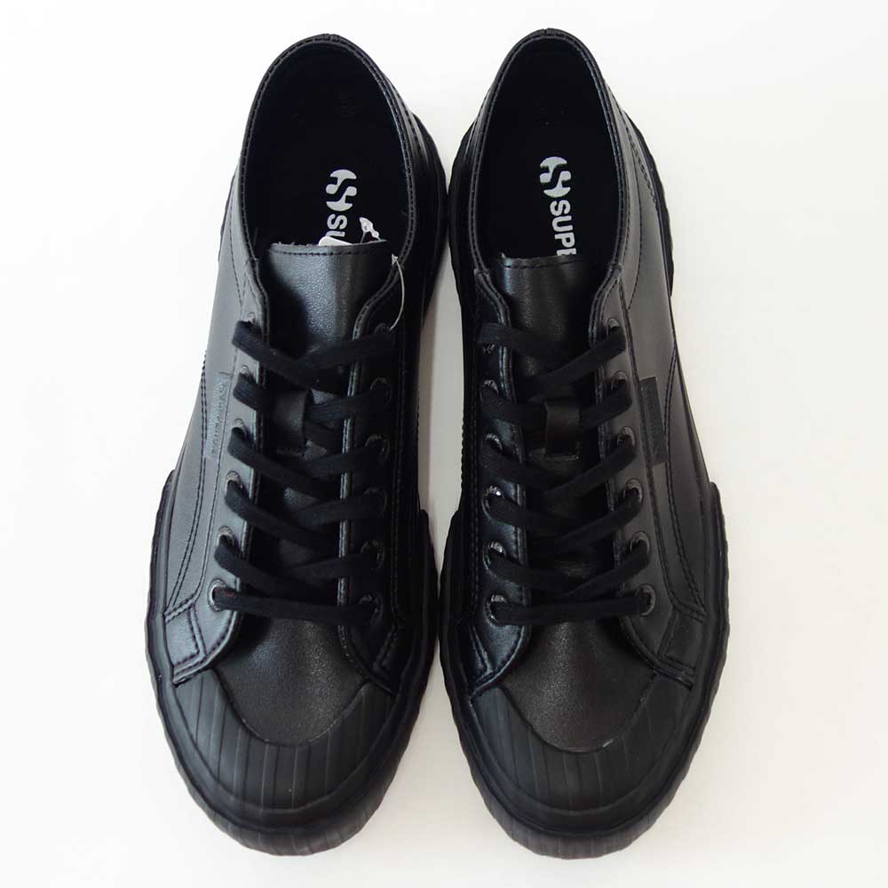 【SALE 20%OFF】 スペルガ SUPERGA 2630-WATERPROOF VEGAN LEATHER(ユニセックス)ブラック (2a81276w5004) シンセティックレザー スニーカー ミリタリー メンズ シューズ 「靴」
