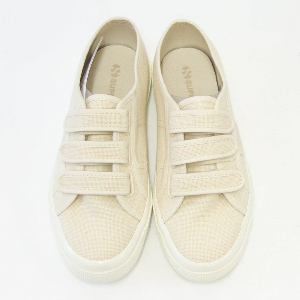 【SALE 30%OFF】 スペルガ SUPERGA 2750-STRAPS SHINY AVORIO(ユニセックス)ベージュ (2s11151wafp) ナチュラルなキャンバススニーカー レディース ベルクロ ストラップ「靴」