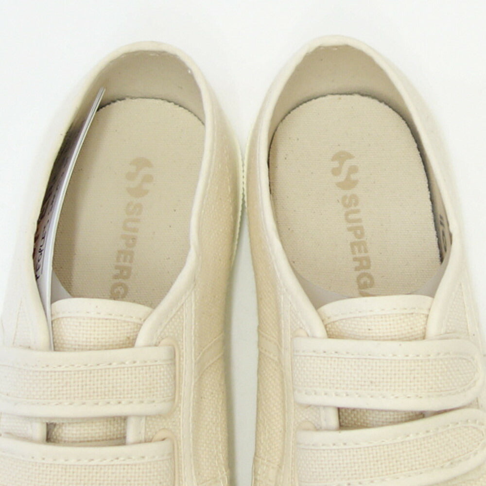 【SALE 30%OFF】 スペルガ SUPERGA 2750-STRAPS SHINY AVORIO(ユニセックス)ベージュ (2s11151wafp) ナチュラルなキャンバススニーカー レディース ベルクロ ストラップ「靴」