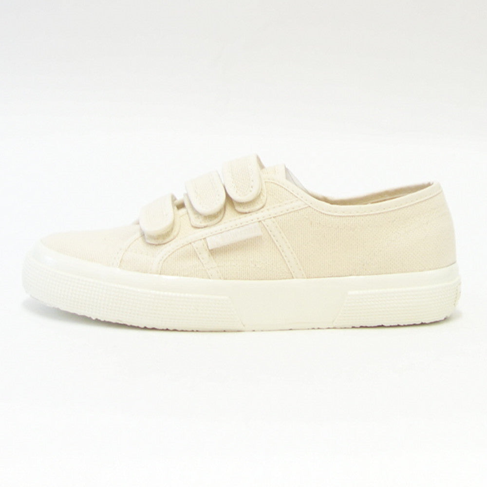 【SALE 30%OFF】 スペルガ SUPERGA 2750-STRAPS SHINY AVORIO(ユニセックス)ベージュ (2s11151wafp) ナチュラルなキャンバススニーカー レディース ベルクロ ストラップ「靴」