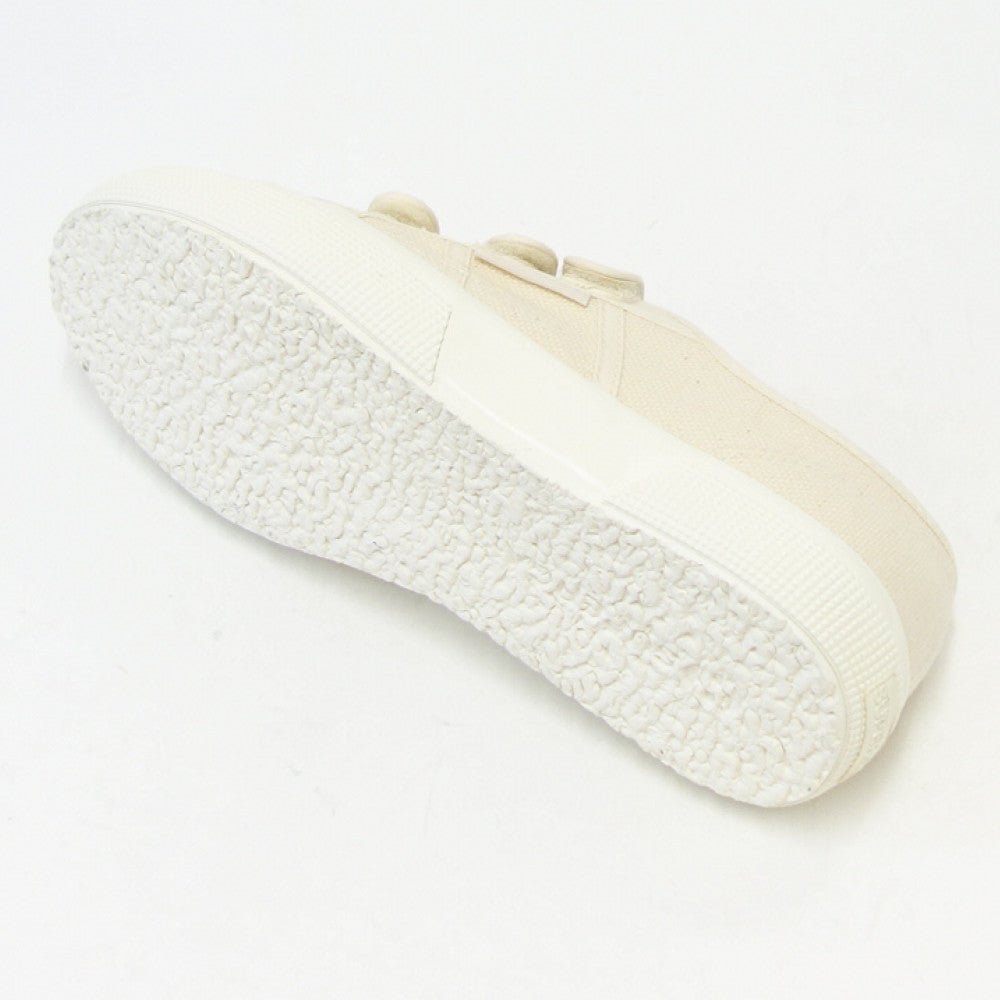 【SALE 30%OFF】 スペルガ SUPERGA 2750-STRAPS SHINY AVORIO(ユニセックス)ベージュ (2s11151wafp) ナチュラルなキャンバススニーカー レディース ベルクロ ストラップ「靴」