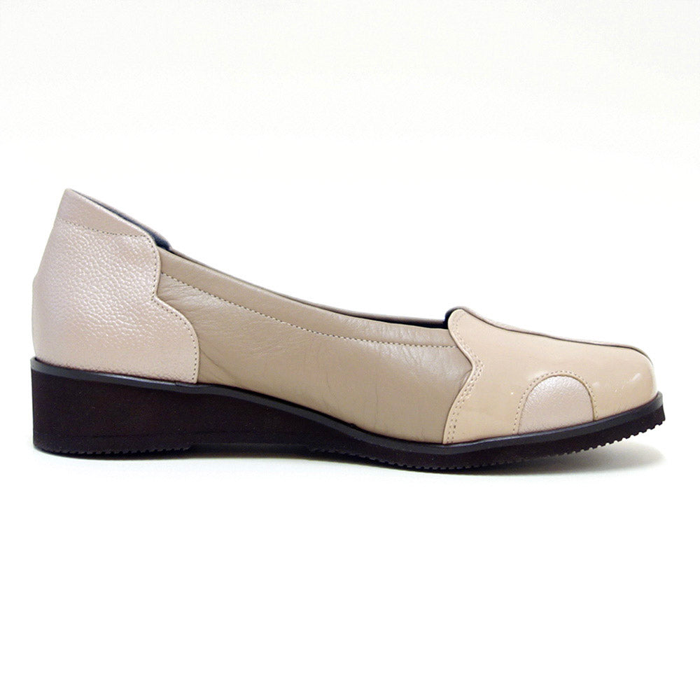 フィズリーンFIZZREEN3020ライトオーク(レディース)快適EEEEのウェッジパンプス(日本製)スリッポンウェッジシューズ4Eレザーシューズコンフォートウォーキングタウンカジュアル