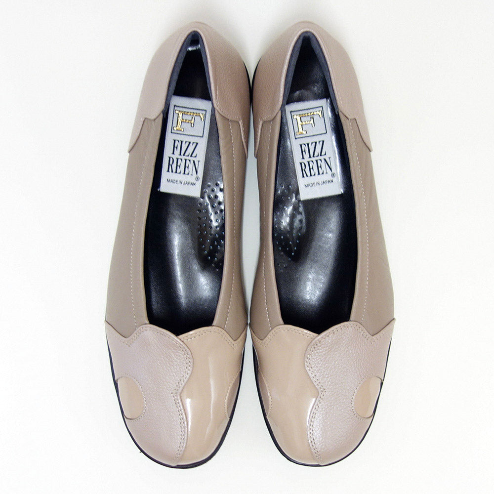 フィズリーンFIZZREEN3020ライトオーク(レディース)快適EEEEのウェッジパンプス(日本製)スリッポンウェッジシューズ4Eレザーシューズコンフォートウォーキングタウンカジュアル