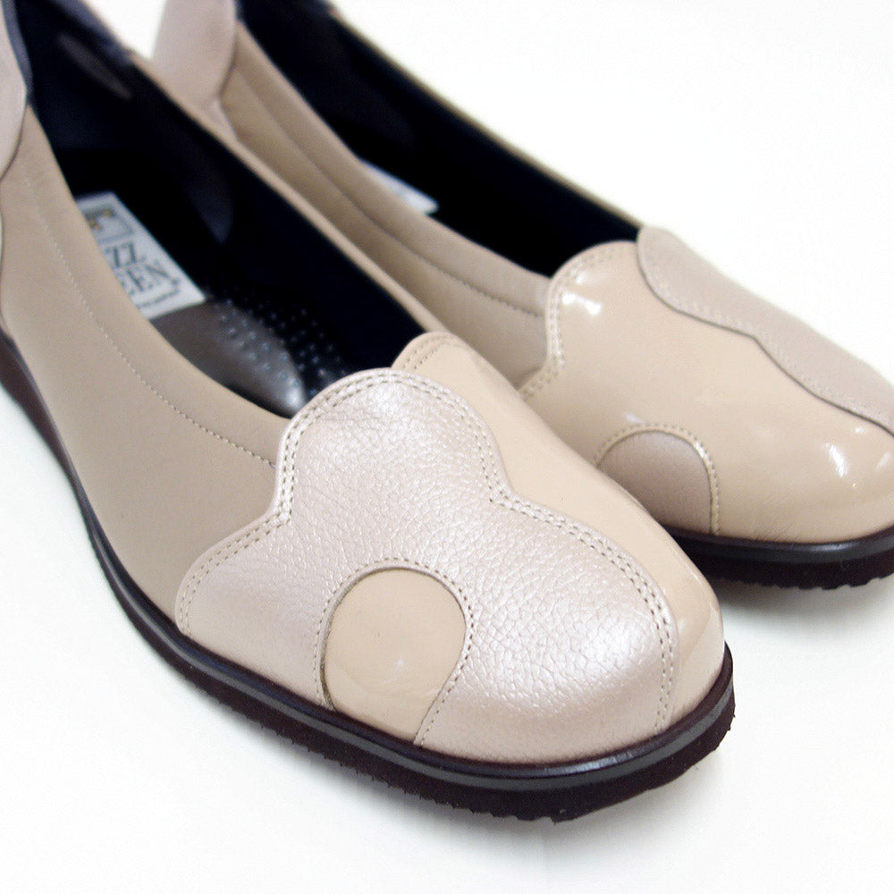 フィズリーンFIZZREEN3020ライトオーク(レディース)快適EEEEのウェッジパンプス(日本製)スリッポンウェッジシューズ4Eレザーシューズコンフォートウォーキングタウンカジュアル