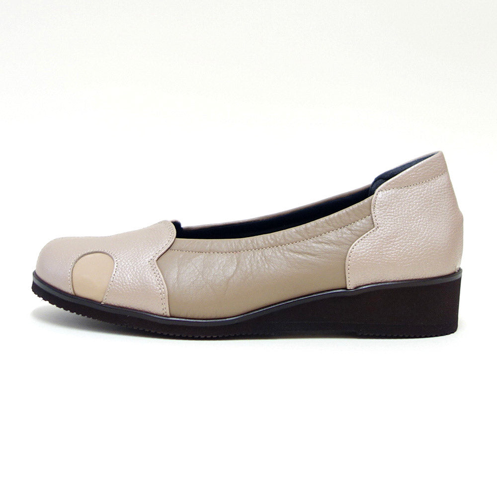 フィズリーンFIZZREEN3020ライトオーク(レディース)快適EEEEのウェッジパンプス(日本製)スリッポンウェッジシューズ4Eレザーシューズコンフォートウォーキングタウンカジュアル