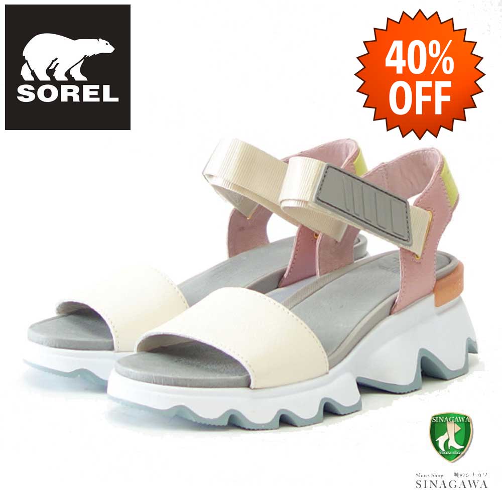 【SALE 40%OFF】 ソレル SOREL NL 3567(レディース サンダル) キネティックサンダル:Chalk / Eraser Pink (191) 天然皮革 アンクルストラップ サンダル ウェッジヒール「靴」