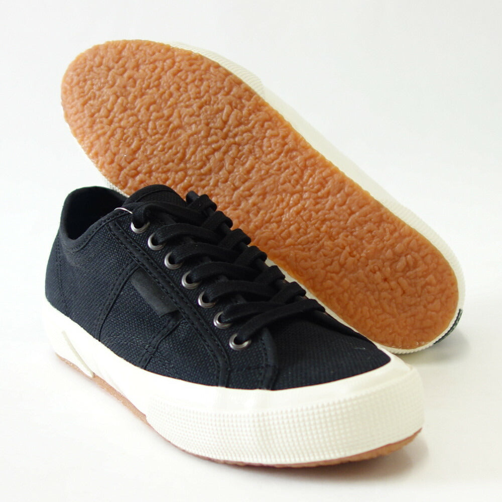スペルガ SUPERGA 2750 OG(ユニセックス)BLACK-WHITE AVORIO (3a3111twahu) ナチュラルなキャンバススニーカー 「靴」