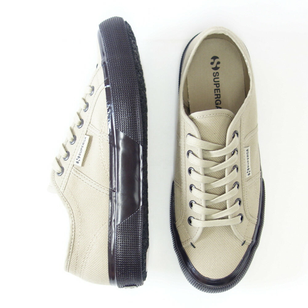 スペルガ SUPERGA 2490-BOLD(ユニセックス)Grey Fossil-Black Bristol (3a5135cware) ナチュラルなキャンバススニーカー 「靴」