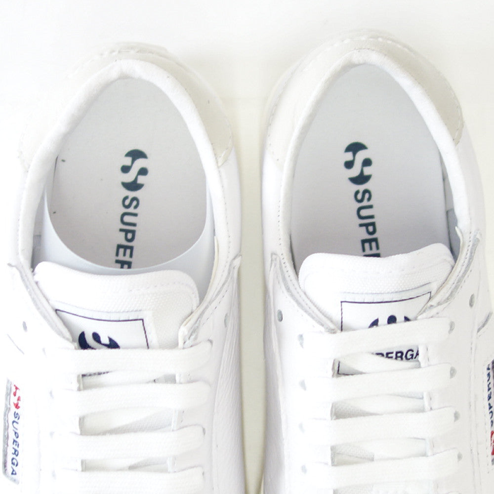 スペルガ SUPERGA 3843 COURT(ユニセックス)ホワイト (3a5135ewagb) 天然皮革 レザースニーカー 「靴」