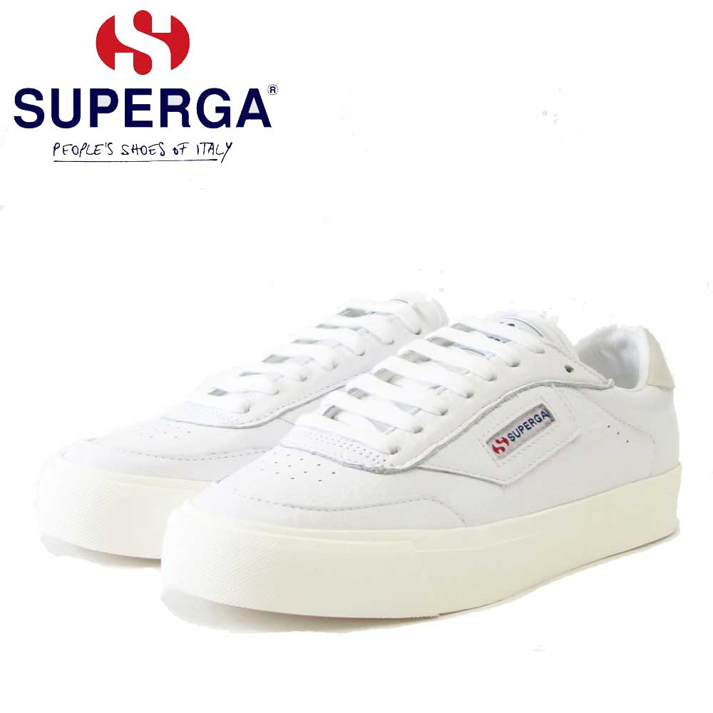 スペルガ SUPERGA 3843 COURT(ユニセックス)ホワイト (3a5135ewagb) 天然皮革 レザースニーカー 「靴」