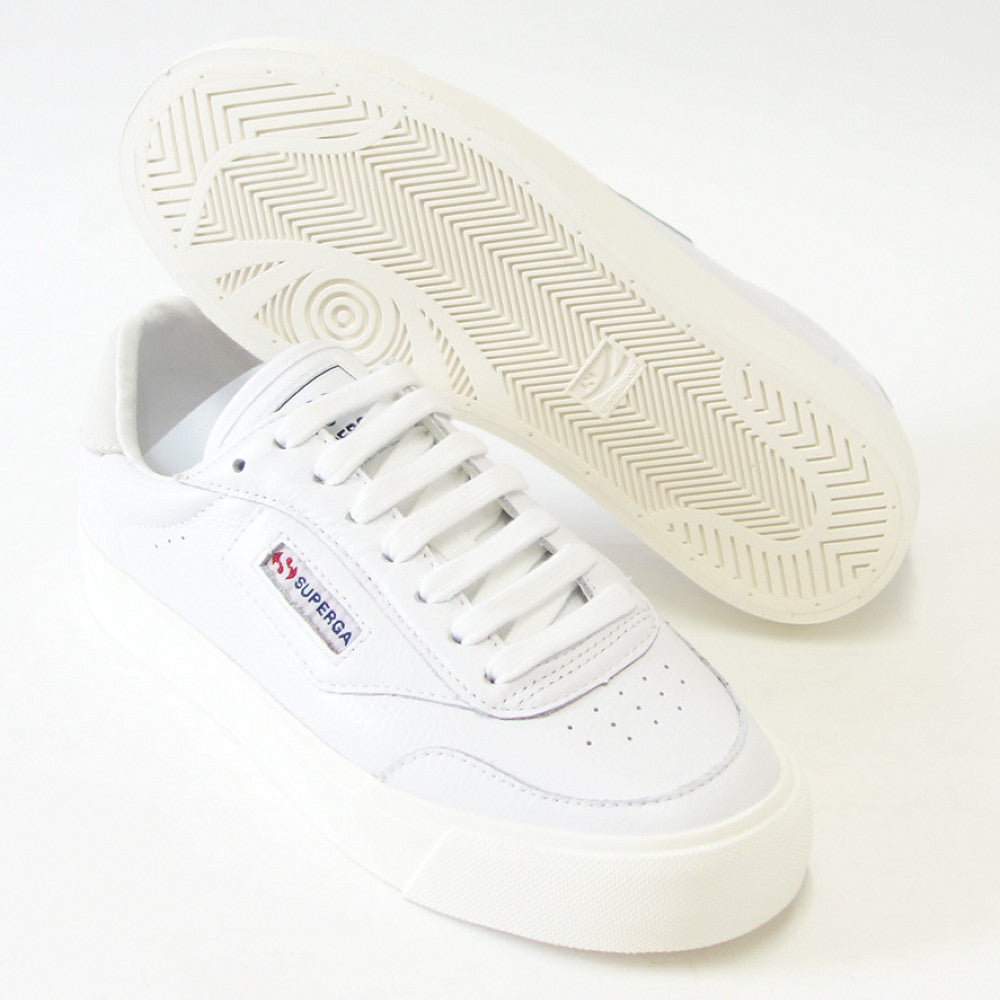 スペルガ SUPERGA 3843 COURT(ユニセックス)ホワイト (3a5135ewagb) 天然皮革 レザースニーカー 「靴」