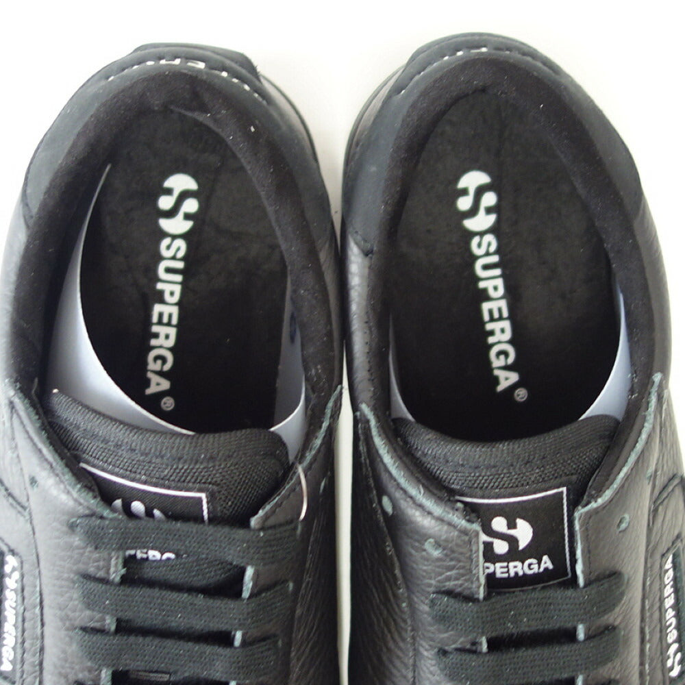 スペルガ SUPERGA 3843 COURT(ユニセックス)ブラック (3a5135ewakc) 天然皮革 レザースニーカー 「靴」