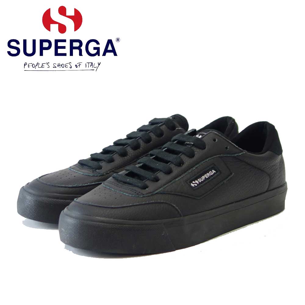 スペルガ SUPERGA 3843 COURT(ユニセックス)ブラック (3a5135ewakc) 天然皮革 レザースニーカー 「靴」