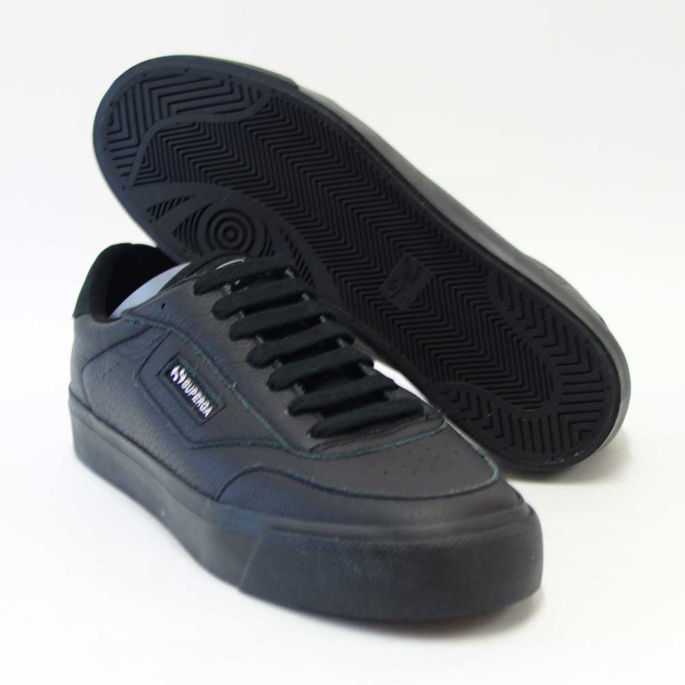 スペルガ SUPERGA 3843 COURT(ユニセックス)ブラック (3a5135ewakc) 天然皮革 レザースニーカー 「靴」