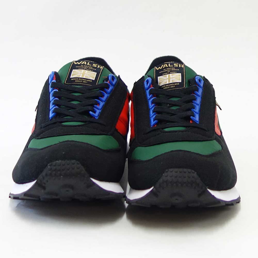 WALSH ウォルシュ EUR 40003(ユニセックス) European カラー:ブラック/グリーン/レッド(英国製) ベロン&人工繊維&PVCのランニングスニーカー 「靴」