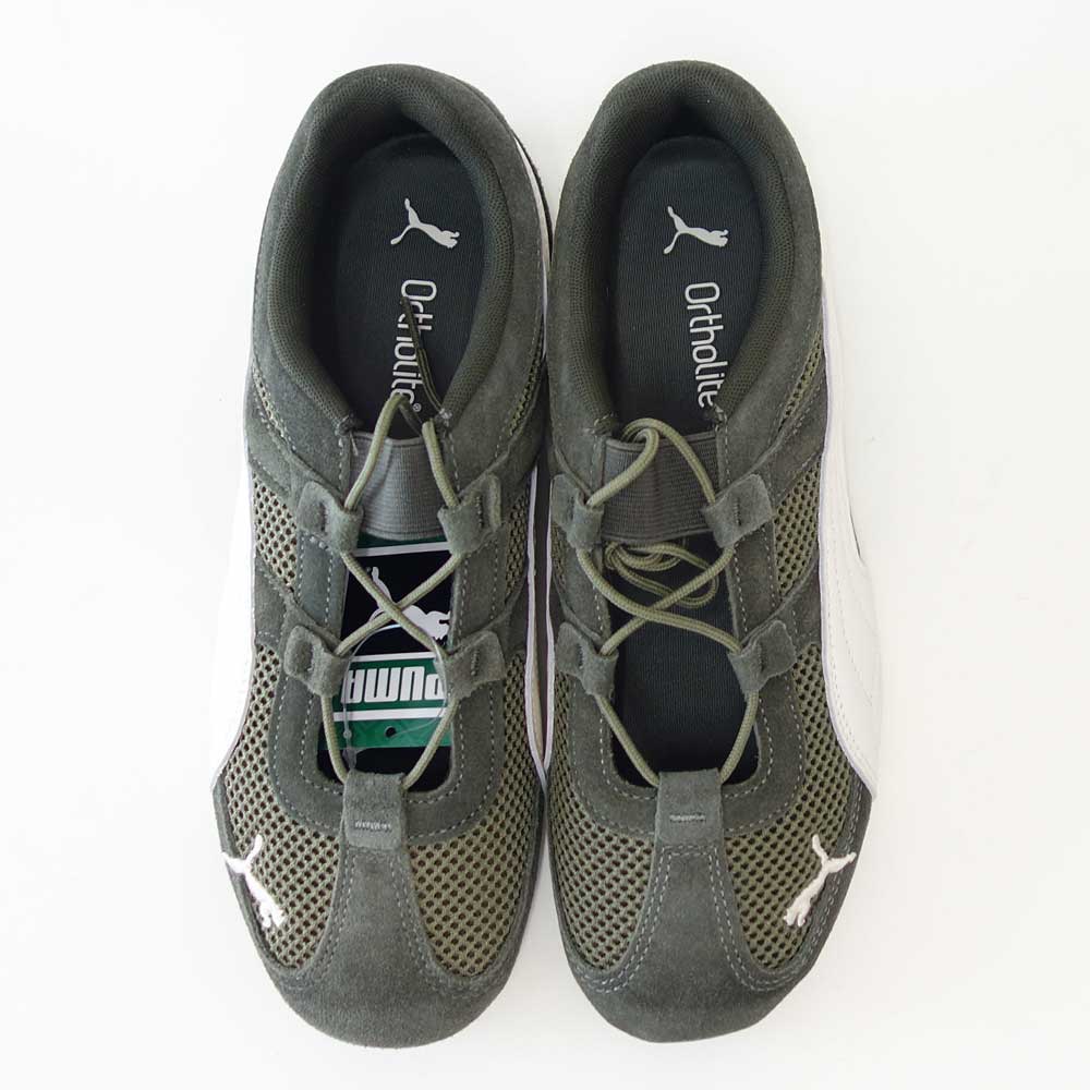 プーマPUMAスピードキャットGO40358907DarkOlive-WarmWhite(レディース)スエード天然皮革ローカットスニーカーブラック「靴」