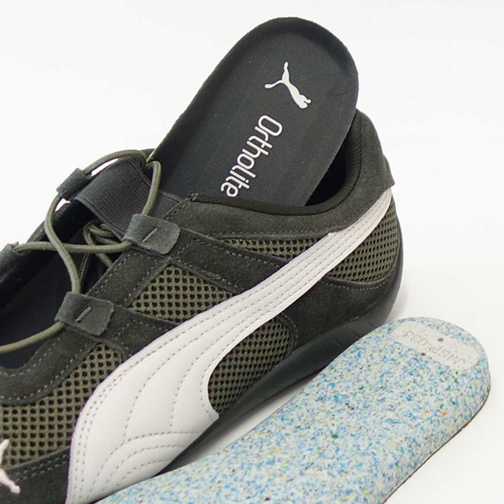 プーマPUMAスピードキャットGO40358907DarkOlive-WarmWhite(レディース)スエード天然皮革ローカットスニーカーブラック「靴」