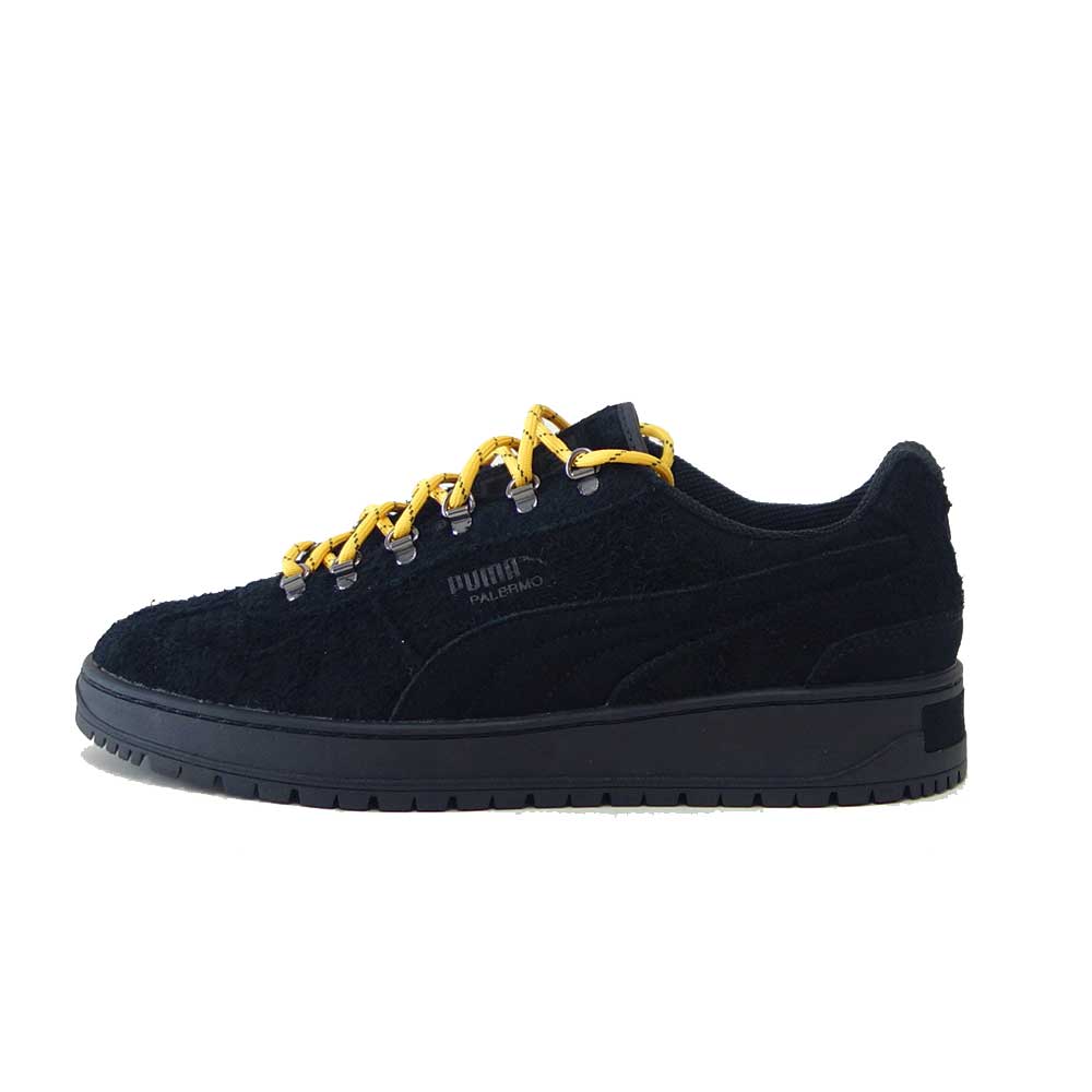 プーマ PUMA パレルモ アルピノ ファジー 40369901 ブラック - Yellow Sizzle(メンズ)天然皮革 スエード ローカット スニーカー ウォーキング「靴」