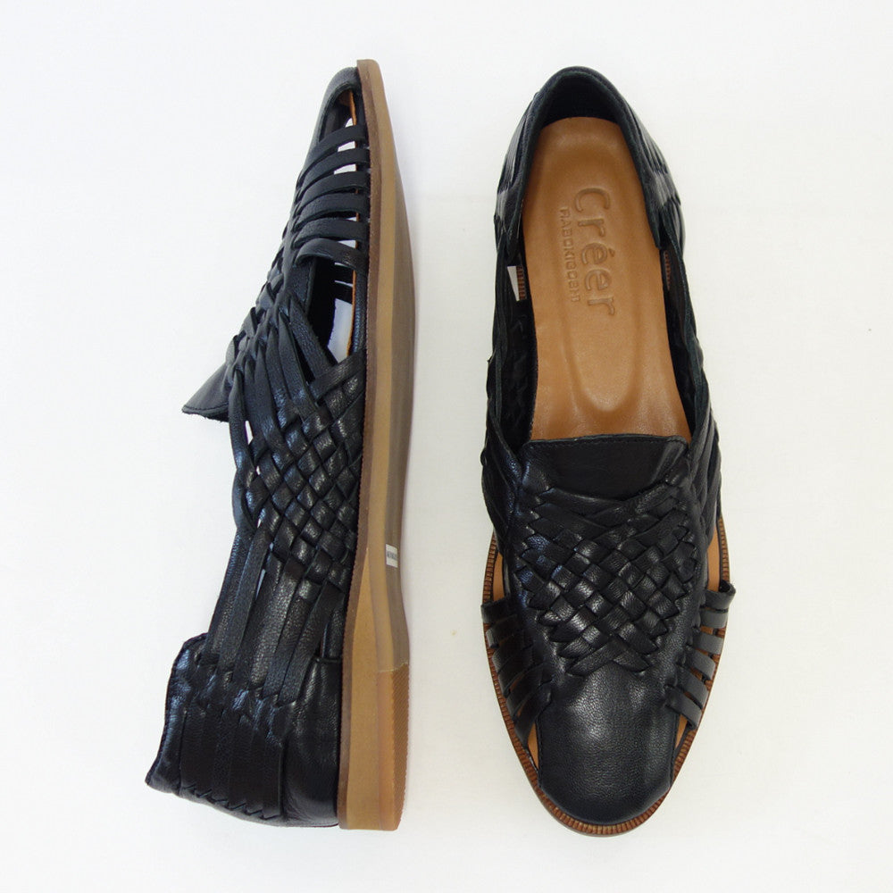 【SALE 30%OFF】 クリー ラボキゴシ Creer RABOKIGOSHI 4062 ブラック 天然皮革 メッシュフラットシューズ スリッポン「靴」
