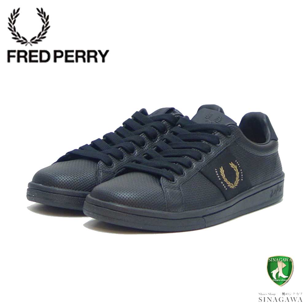 フレッドペリー FRED PERRY B4293 102 B721 Pique Emboss Lea/Branding(メンズ) カラー:ブラック 天然皮革 ローカットスニーカー レザースニーカー テニスシューズ 「靴」