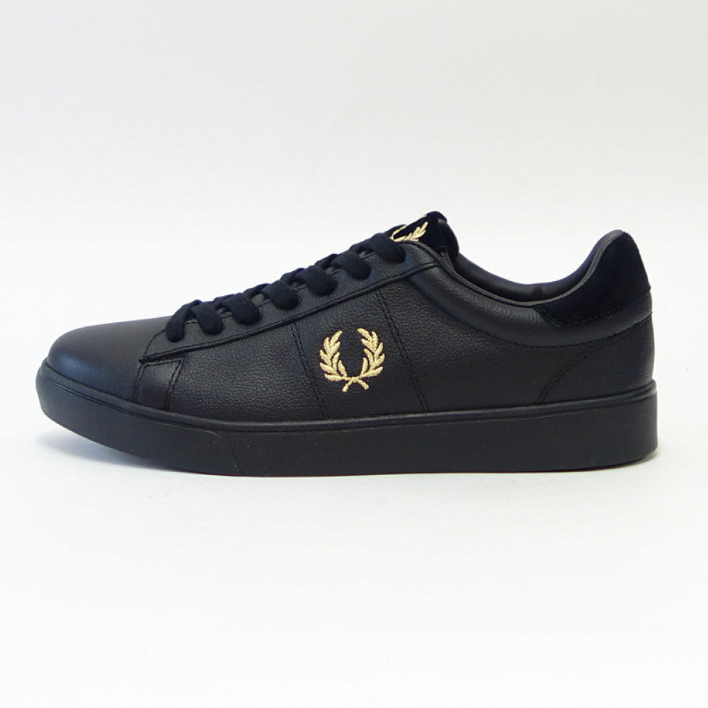 【SALE 20%OFF】 FRED PERRY フレッドペリー B 4322 102(ユニセックス)SPENCER TUMBLED LEATHER (スペンサー タンブルド レザー) カラー:ブラック 天然皮革のローカットスニーカー 展開サイズ 27cm 29cm 「靴」