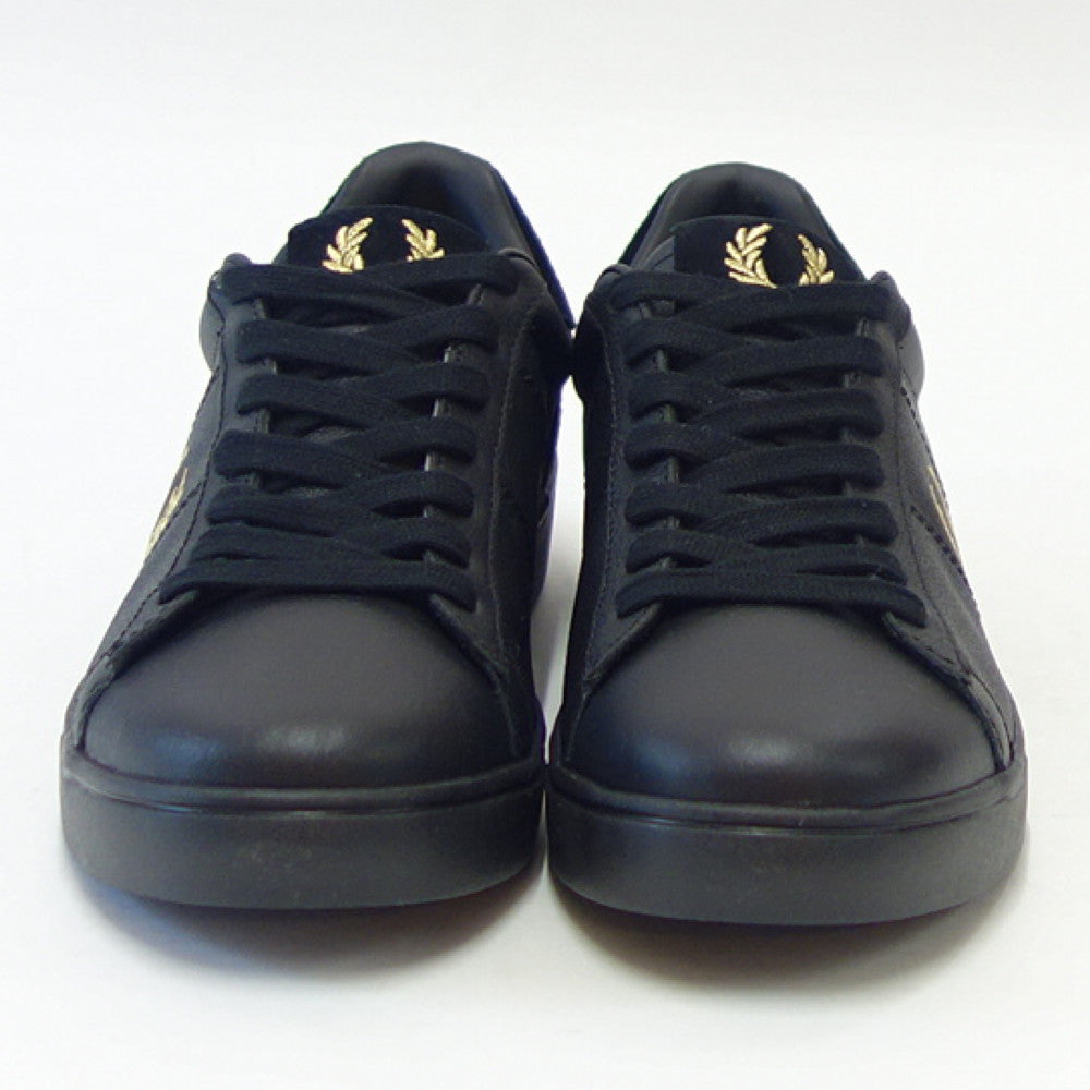 【SALE 20%OFF】 FRED PERRY フレッドペリー B 4322 102(ユニセックス)SPENCER TUMBLED LEATHER (スペンサー タンブルド レザー) カラー:ブラック 天然皮革のローカットスニーカー 展開サイズ 27cm 29cm 「靴」