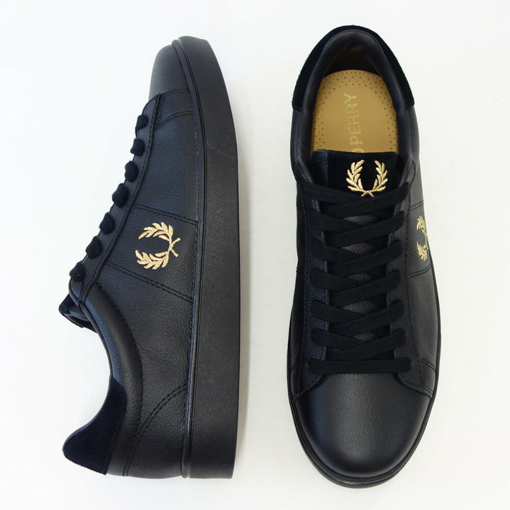 【SALE 20%OFF】 FRED PERRY フレッドペリー B 4322 102(ユニセックス)SPENCER TUMBLED LEATHER (スペンサー タンブルド レザー) カラー:ブラック 天然皮革のローカットスニーカー 展開サイズ 27cm 29cm 「靴」
