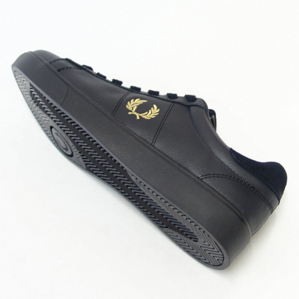 【SALE 20%OFF】 FRED PERRY フレッドペリー B 4322 102(ユニセックス)SPENCER TUMBLED LEATHER (スペンサー タンブルド レザー) カラー:ブラック 天然皮革のローカットスニーカー 展開サイズ 27cm 29cm 「靴」