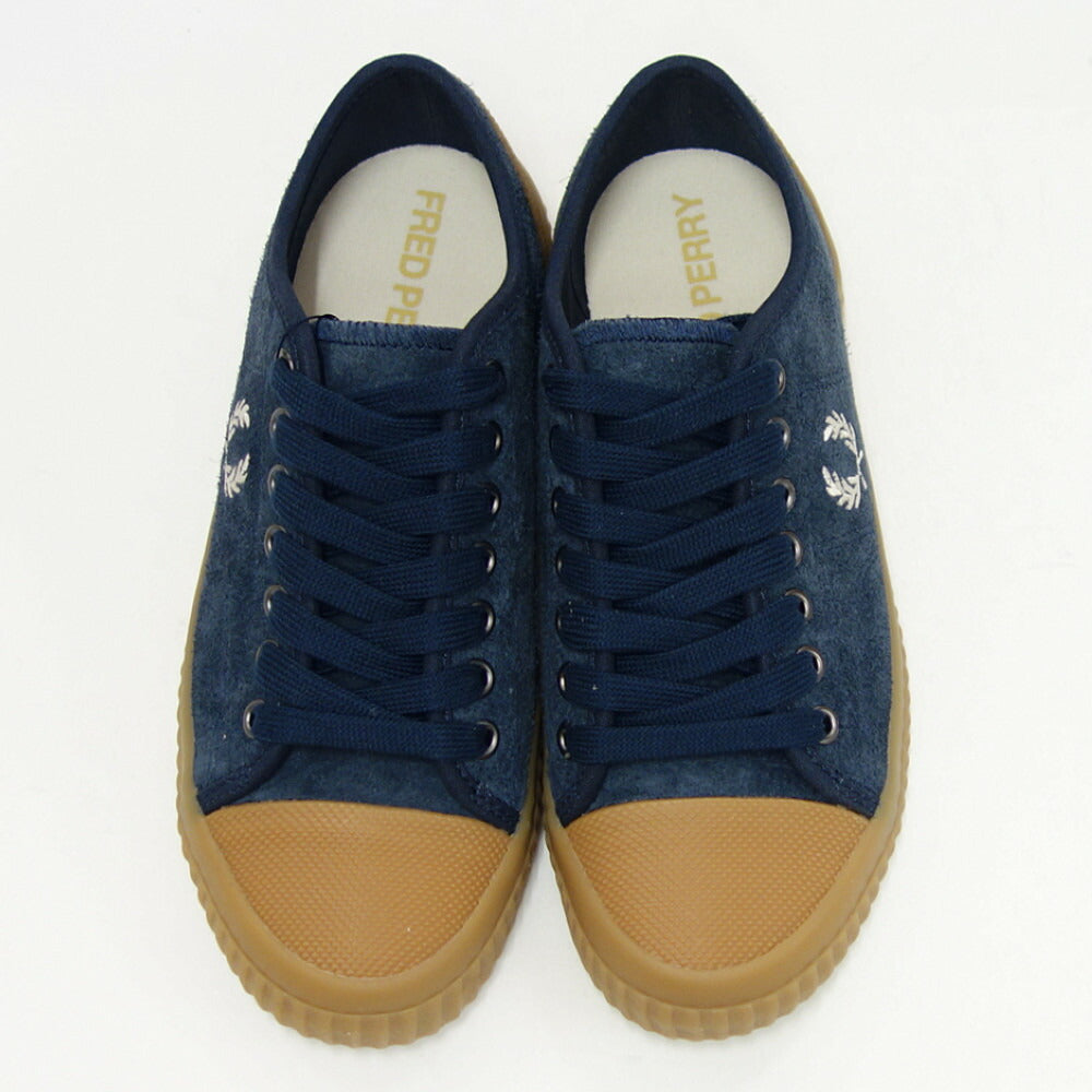 FRED PERRY フレッドペリー B4338 F36(ユニセックス)HUGHES LOW TEXTURD SUEDE カラー:Shaded Navy 天然皮革 ローカットスニーカー テニスシューズ 「靴」