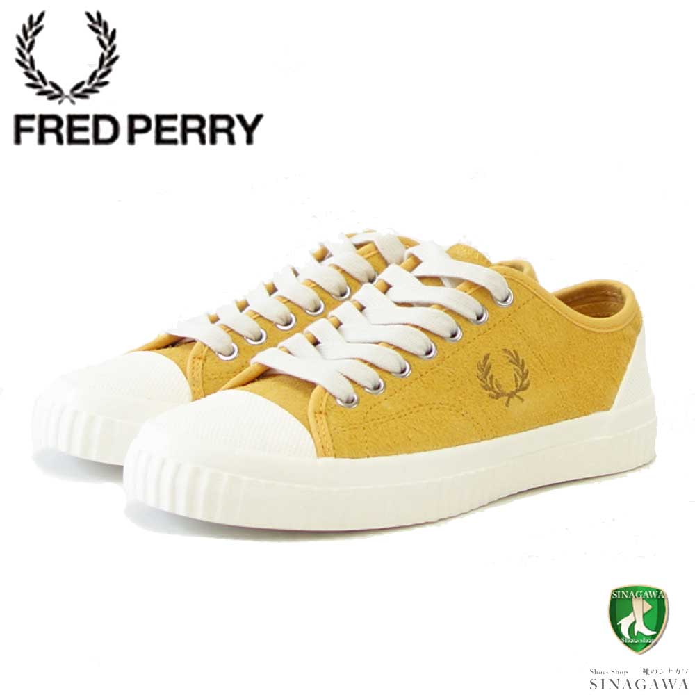 FRED PERRY フレッドペリー B4338 P95(ユニセックス)HUGHES LOW TEXTURD SUEDE カラー:Golden Hour 天然皮革 ローカットスニーカー テニスシューズ 「靴」