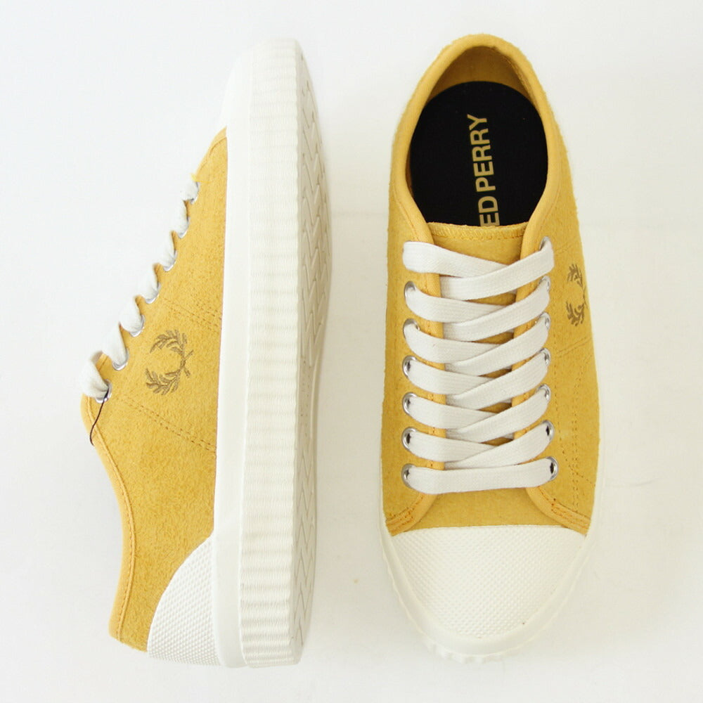 FRED PERRY フレッドペリー B4338 P95(ユニセックス)HUGHES LOW TEXTURD SUEDE カラー:Golden Hour 天然皮革 ローカットスニーカー テニスシューズ 「靴」