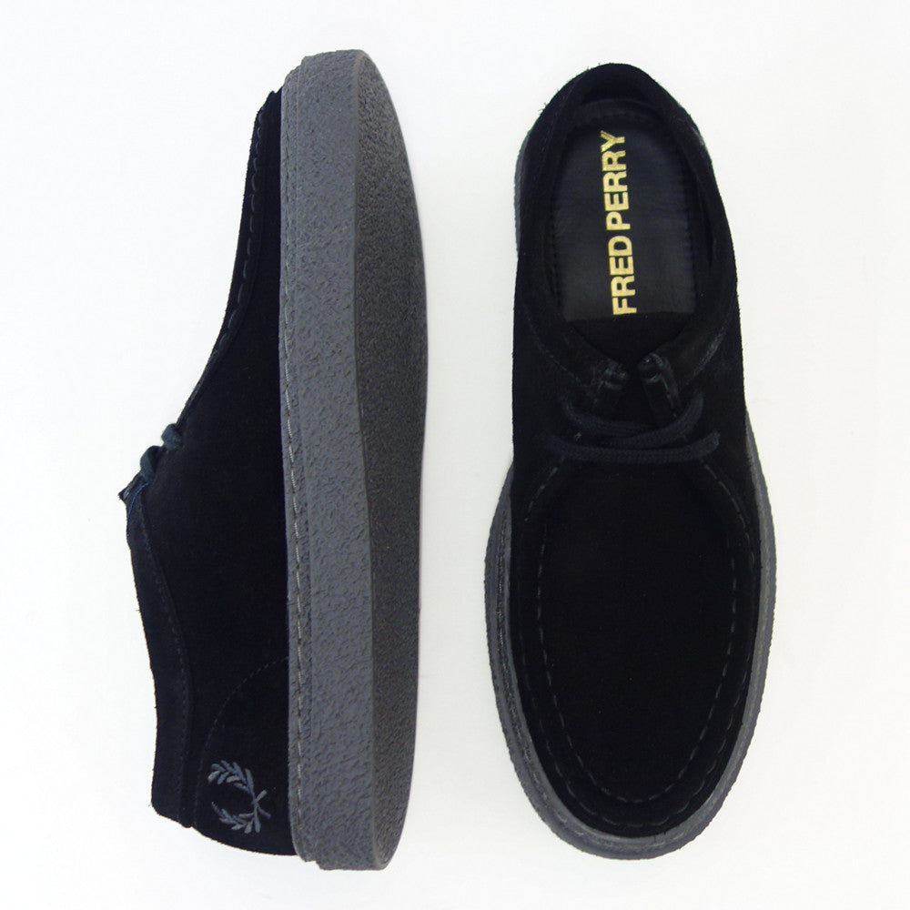 FRED PERRY フレッドペリー B 4350 102(ユニセックス)Dawson Low Suede (ダーソン) カラー:ブラック スエードレザー ローカットスニーカー ポルトガル製 「靴」