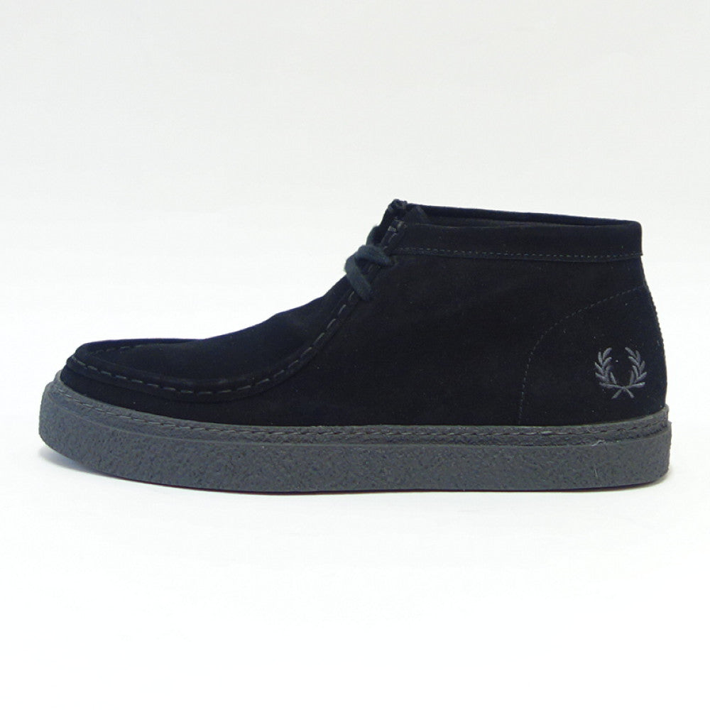 FRED PERRY フレッドペリー B 4351 102(ユニセックス)Dawson Mid Suede (ダーソン) カラー:ブラック スエードレザー ミッドカット ブーツ ポルトガル製 「靴」