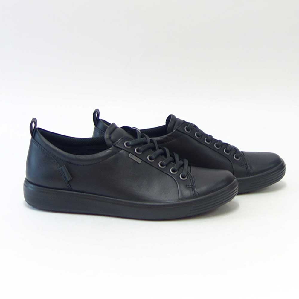エコー ECCO SOFT 7 GORE-TEX W ブラック 440303 01001 (レディース)ゴアテックス 防水 快適な履き心地のレザースニーカー レースアップ ウォーキングシューズ 旅行「靴」