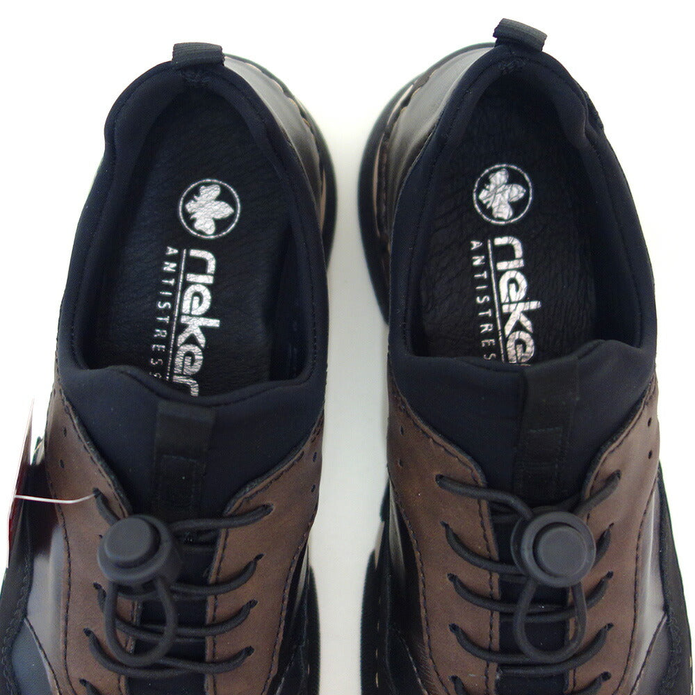 riekerリーカー45961-00ブラック/コンビ(レディース)人工皮革ストレッチクッション性の良いお洒落スリッポンフラットスニーカー「靴」