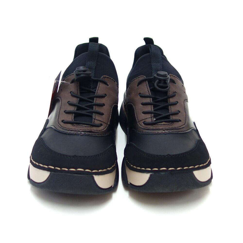 riekerリーカー45961-00ブラック/コンビ(レディース)人工皮革ストレッチクッション性の良いお洒落スリッポンフラットスニーカー「靴」