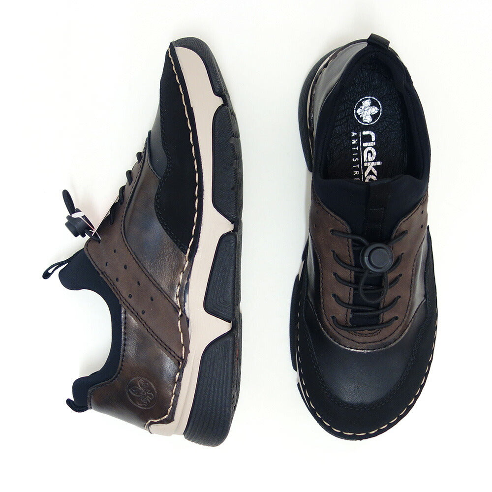 riekerリーカー45961-00ブラック/コンビ(レディース)人工皮革ストレッチクッション性の良いお洒落スリッポンフラットスニーカー「靴」